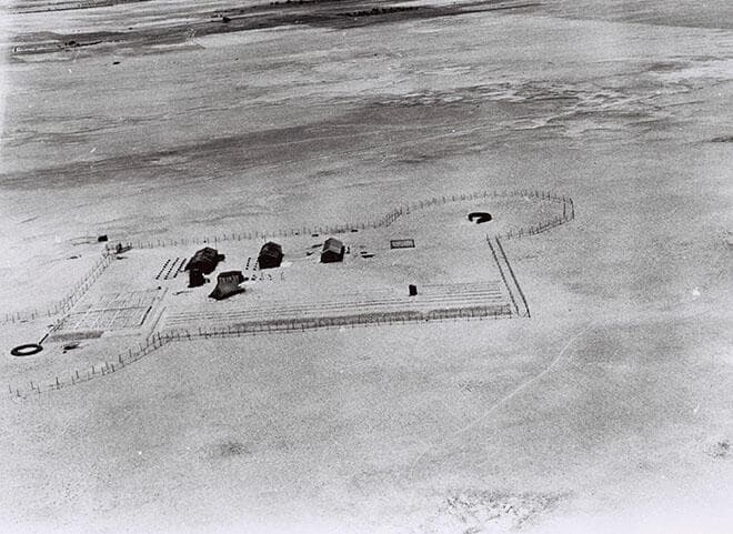צילום אוויר של קיבוץ נירים בנקודה בדנגור, 1946