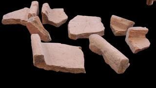 שברי הרעפים שהתגלו בחפירות חניון גבעתי