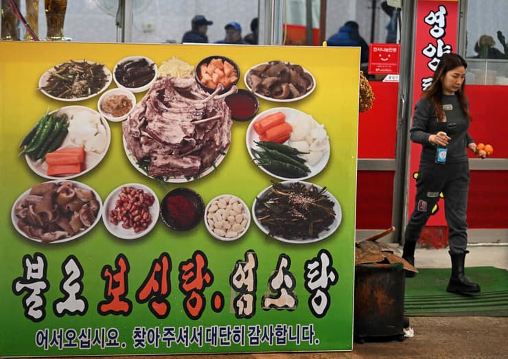 דרום קוריאה מסעדה המגישה בשר כלבים