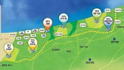 מפת התיישבות שהציגו בכנס לניצחון ישראל להתיישבות ברצועת עזה