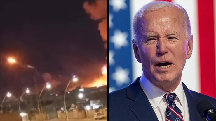 הנשיא ביידן, ותיעוד של פיצוצי משנה לאחר אחת התקיפות האמריקניות בסוף השבוע באל-קאים שבעיראק
