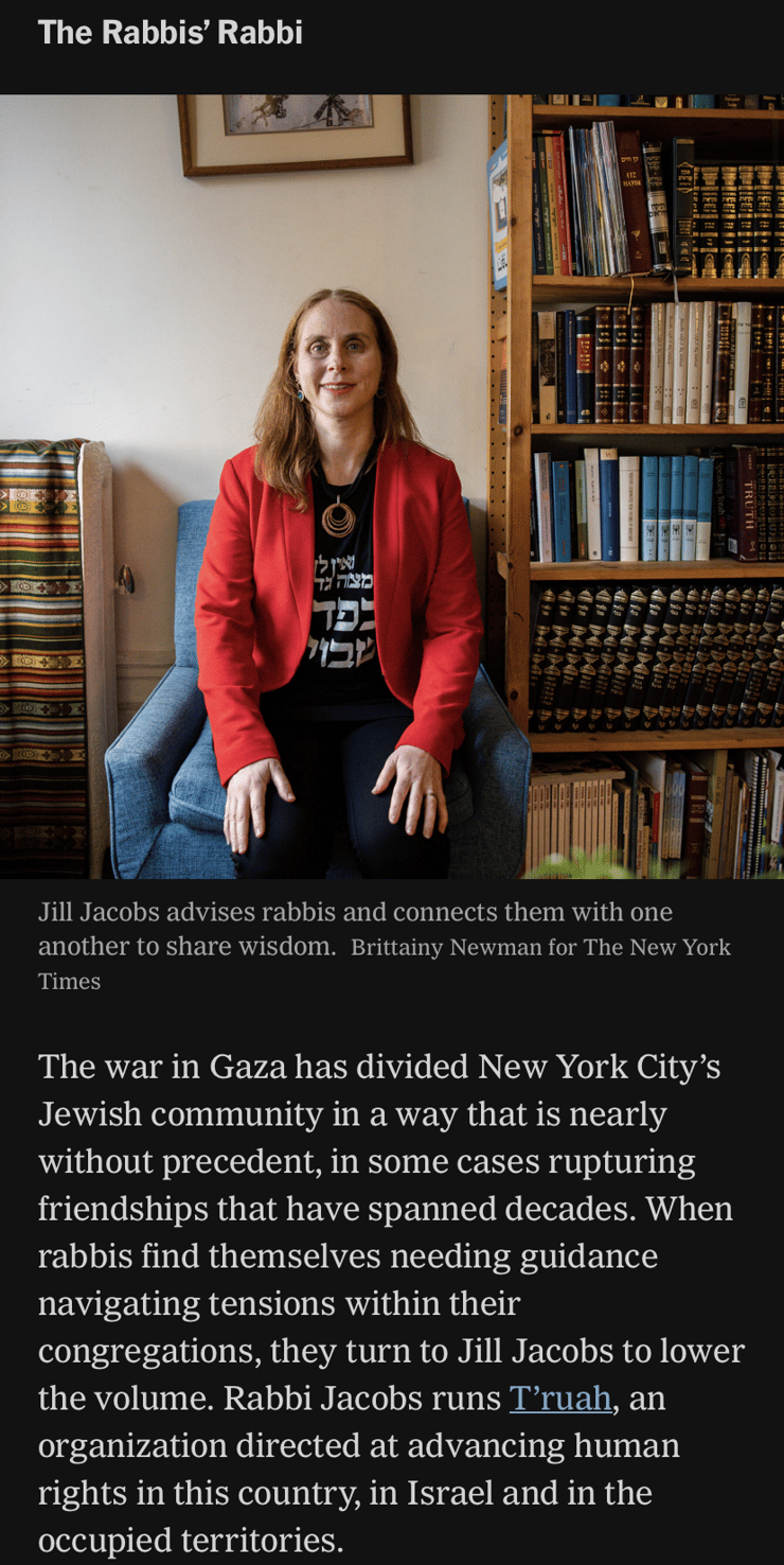 הרבנית בכתבה של ה"ניו יורק טיימס"