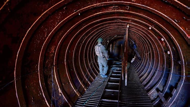 לוחם יחידת יהל"ם באחת המנהרות שהתגלו ברצועת עזה