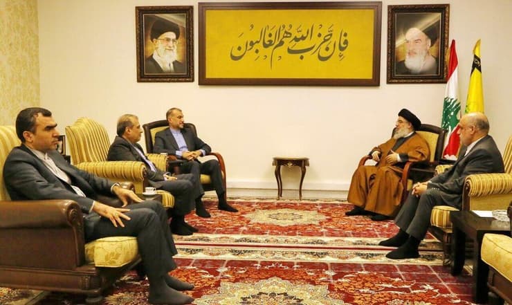 פגישת נסראללה עם  שר החוץ האיראני, חוסין אמיר עבדאללהיאן בלבנון