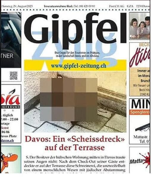 שער העיתון שיצא נגד החרדים בשווייץ