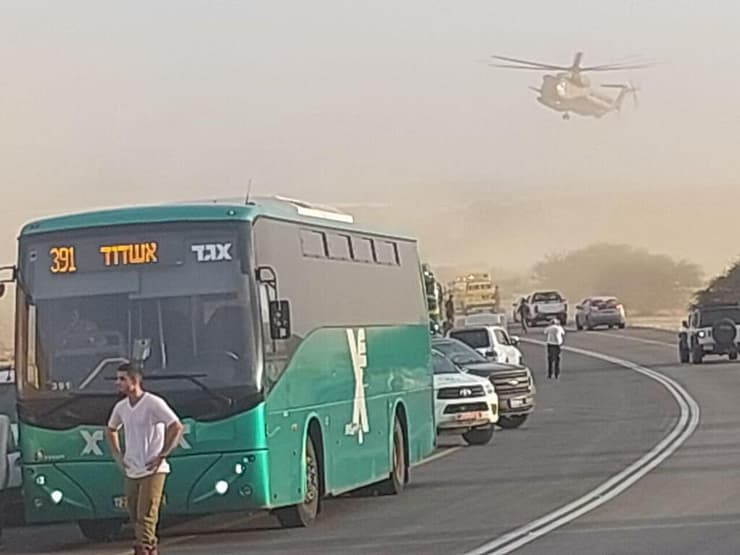 זירת תאונת האוטובוס  בכביש הערבה