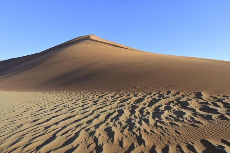 מספר גדלים של תבניות בחול שנוצרו על יד הרוח במדבר נמיב