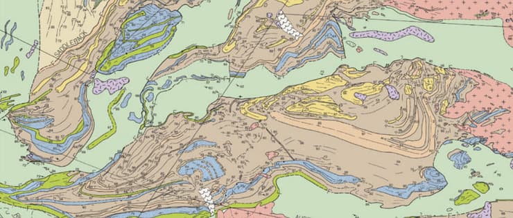 מפה גאולוגית של חגורת ברברטון גרינסטון בדרום אפריקה