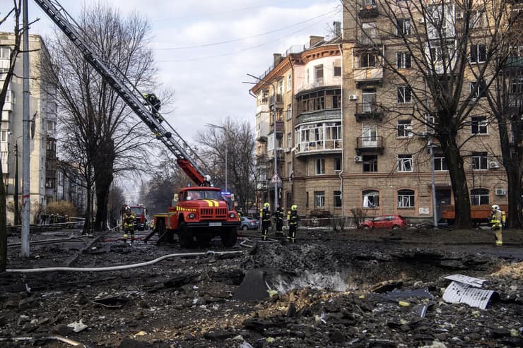 נזקי מתקפת טילים של רוסיה על קייב בירת אוקראינה