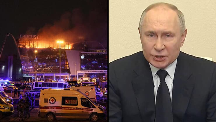 נשיא רוסיה ולדימיר פוטין וזירת הפיגוע