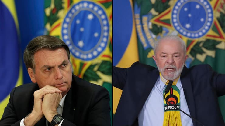 נשיאה המכהן של ברזיל לואיז אינסיו דה סילבה, המכונה לולה (מימין) וקודמו בתפקיד ז'איר בולסונארו