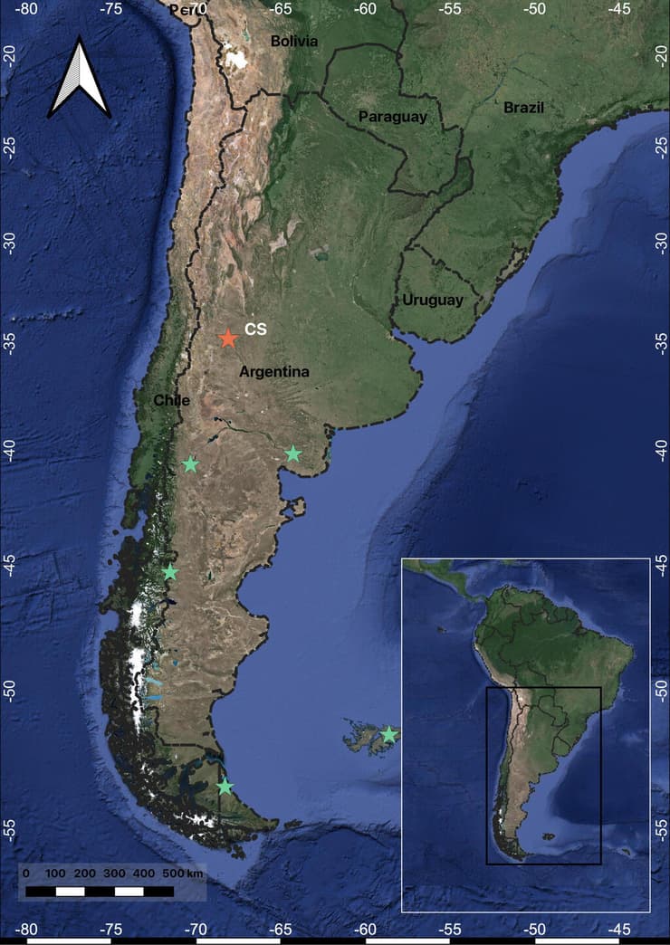מפה שמציגה את מיקום אתר הקבורה בארגנטינה