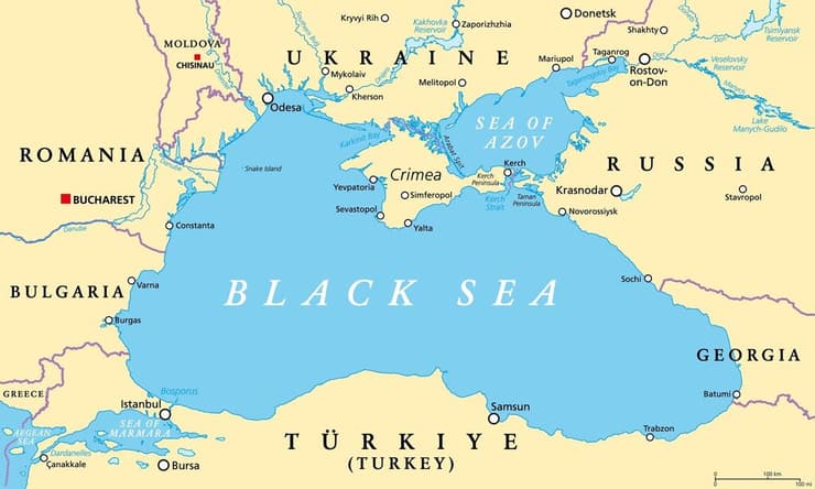 קרקעית הים השחור מלוחה במיוחד וענייה בחמצן. מפה של אזור הים השחור ומקורות ההזנה שלו 