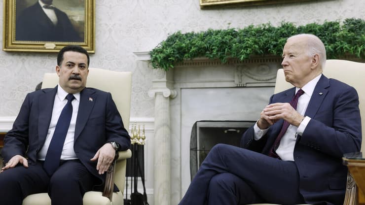 ראש ממשלת עיראק נפגש עם ביידן בבית הלבן (צילום: Anna Moneymaker/Getty Images) נשיא ארה"ב ג'ו ביידן נפגש עם ראש ממשלת עיראק מוחמד שייע אל-סודאני בבית הלבן