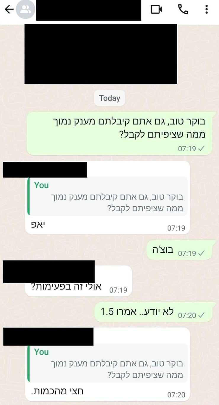  התכתבות בקבוצת וואטסאפ של מילואימניקים