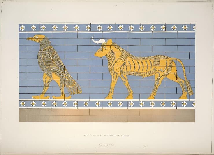 הסמלים של השור והעיט שהתגלו במקדש שבעיר העתיקה דור שרוכין (צילום: New York Public Library) הסמלים של השור והעיט שהתגלו במקדש שבעיר העתיקה דור שרוכין