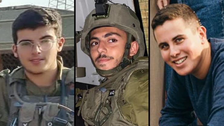 3 לוחמים נהרגו במטח מרפיח לכרם שלום. מימין לשמאל: טל שביט, ראובן אסולין ועידו טסטה (צילום: דובר צה"ל) סמ"ר טל שביט ז"ל, סמ"ר ראובן מרק מורדכי אסולין ז"ל וסמ"ר עידו טסטה ז"ל