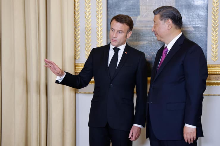נשיא צרפת עמנואל מקרון עם נשיא סין שי ג'ינפינג