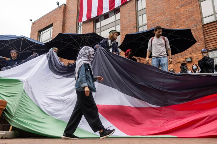 מאהל מחאה פרו פלסטיני אוניברסיטת ג'ורג' וושינגטון ארה"ב וושינגטון הבירה