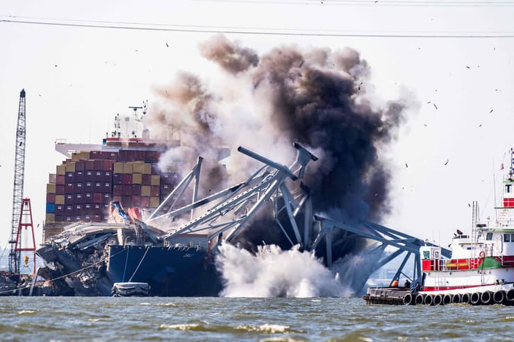 בולטימור הריסות ה גשר ספינה ספינת משא התנגשות ארה"ב
