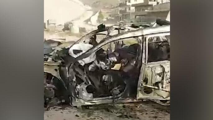 תיעוד מתקיפת כלי רכב על ידי כטב"מ בגבול לבנון-סוריה