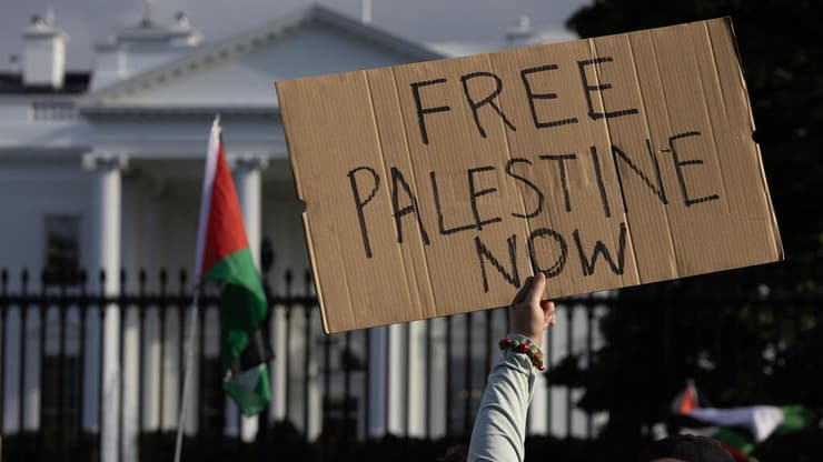 מחאות פרו-פלסטיניות  מול הבית הלבן וושינגטון, ארה"ב