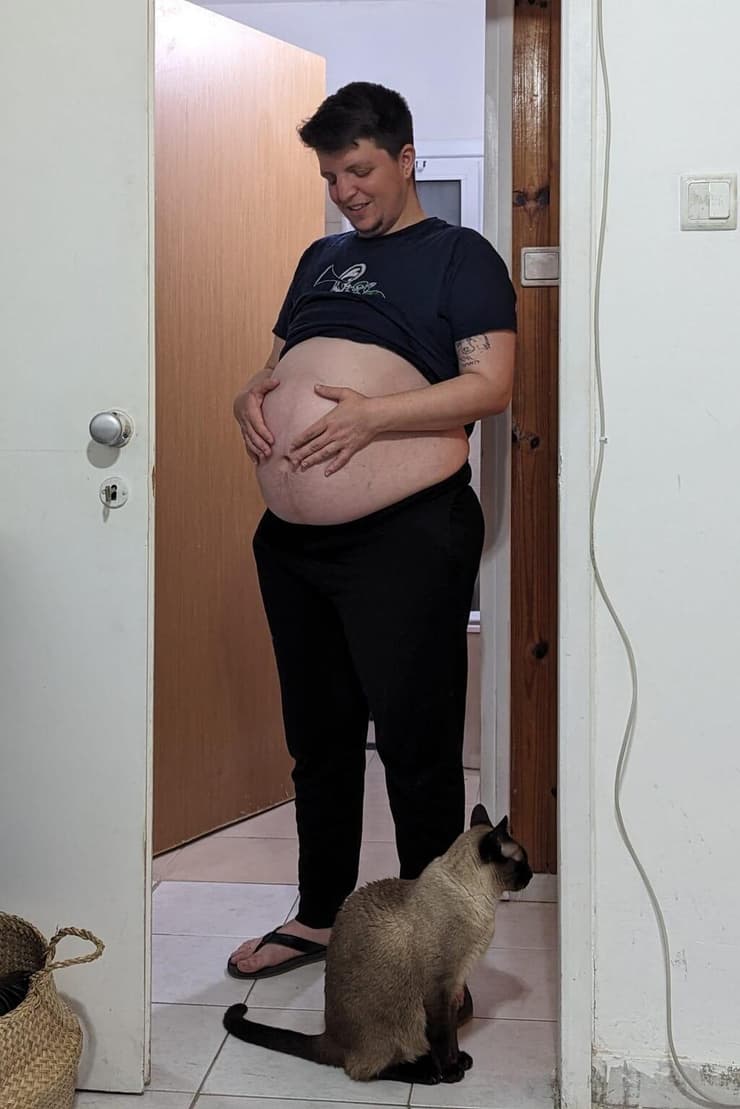 סטיבן ברזילי טל במהלך ההיריון