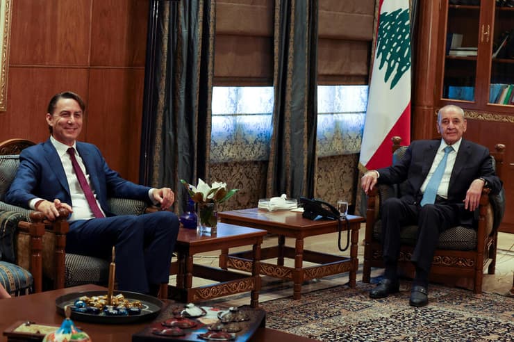 נביה ברי יו"ר הפרלמנט של לבנון עם עמוס הוכשטיין 