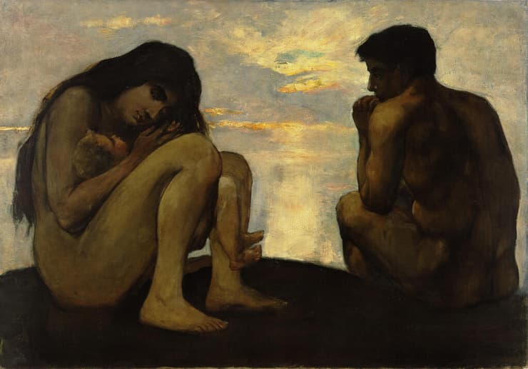 לסר אורי – אדם וחוה עם בנם הבכור, 1896. מתוך התערוכה במוזיאון היהודי בברלין