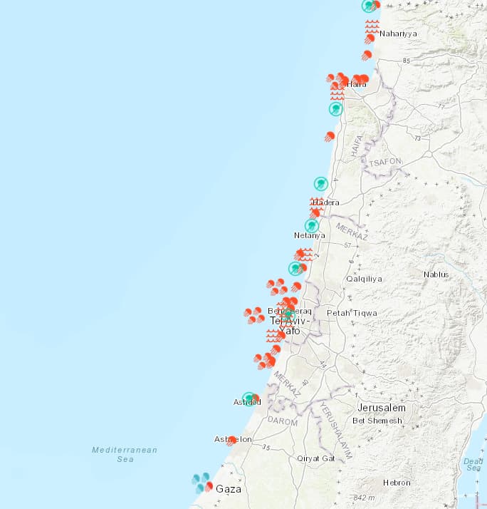 מגבול לבנון וגם בעזה. מפת המדוזות    