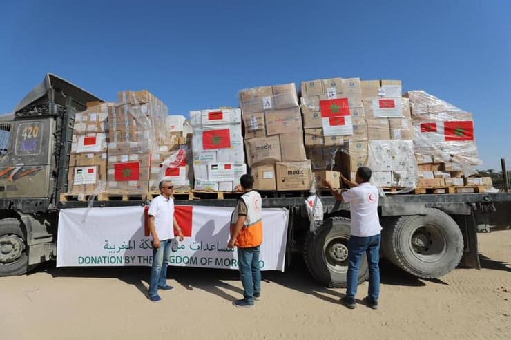 תיעוד מהסיוע המרוקאי שדווח שהועבר לרצועה