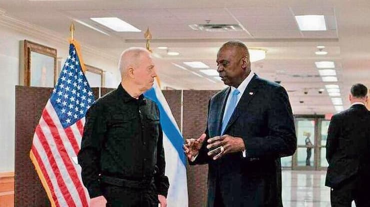 יואב גלנט ושר ההגנה האמריקאי לויד אוסטין