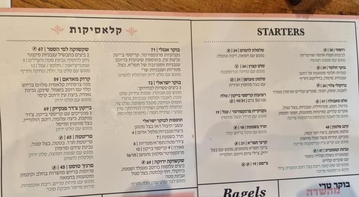 התפריט הישן של בנדיקט התפריט החדש של בנדיקט עם ההתייקרויות