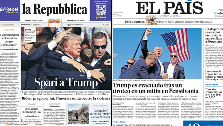 ניסיון התנקשות ב דונלד טראמפ שערי עיתונים לה רפובליקה אל פאיס