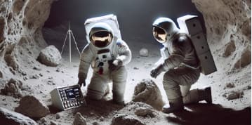 אסטרונאוטים במערה על הירח