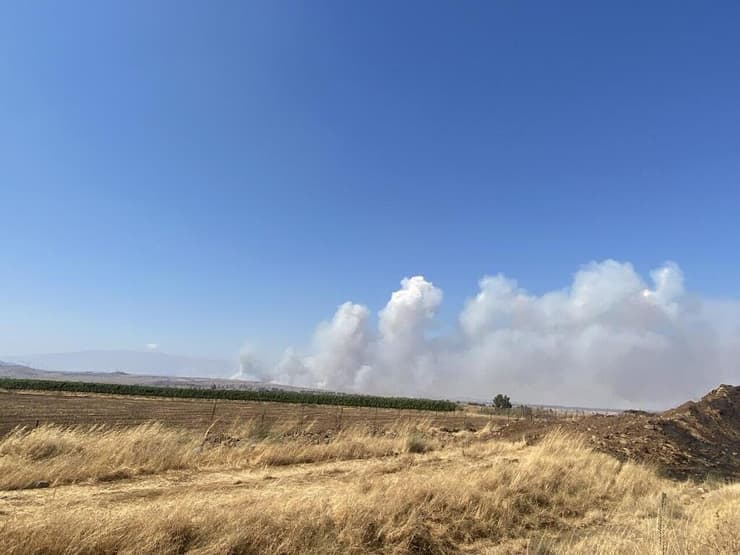 שריפה בצפון רמת הגולן כתוצאה מנפילות 