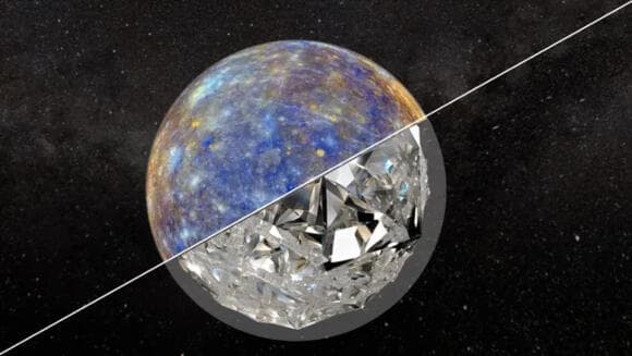 כדי להגיע ליהלומים צריך לרדת יותר מ-400 קילומטר לעומק האדמה. שכבת היהלום (למטה) על רקע פני השטח של כוכב הלכת