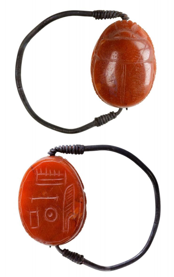 שתי טבעות החרפושית של "האישה הצורחת" (צילום: Sahar Saleem) שתי טבעות החרפושית של "האישה הצורחת"