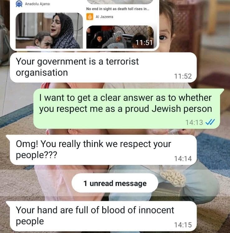 "הממשלה שלך היא ארגון טרור", הידיים שלך מגואלות בדם של חפים מפשע". התכתבות עם משכיר דירה אנטי ישראלי בבוקינג התכתבות עם משכיר דירה אנטי ישראלי בבוקינג