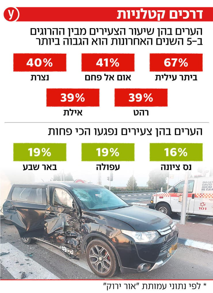 אינפו אינפוגרפיקה נתונים ערים תאונה תאונות דרכים נהרגים הרוגים נהגים נהג צעירים צעיר אחוז אחוזים גבוה גבוהים