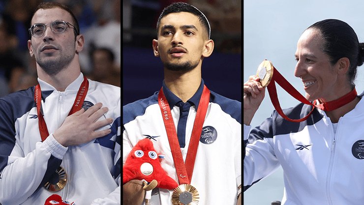 סמואל, יסעור ודדאון עם המדליות (צילום: Naomi Baker/Getty Images, לילך וייס רוזנברג, REUTERS/Andrew Couldridge) מורן סמואל, אסף יסעור ועמי דדאון