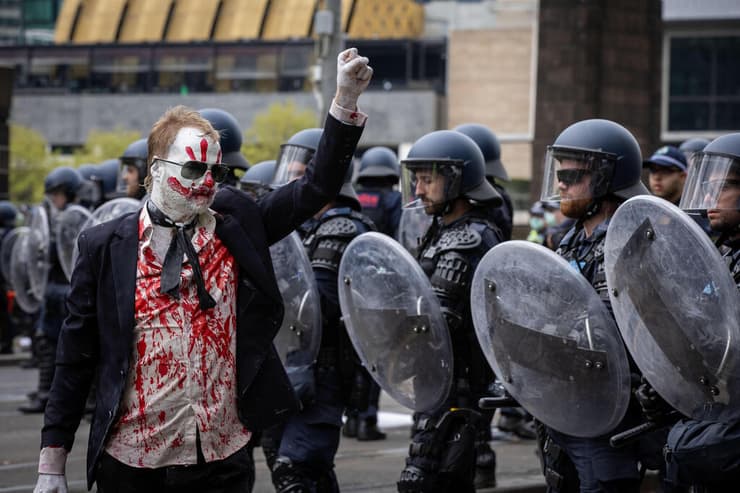 צילום: Darrian Traynor/Getty Images אוסטרליה מלבורן מהומות מפגינים נגד ישראל