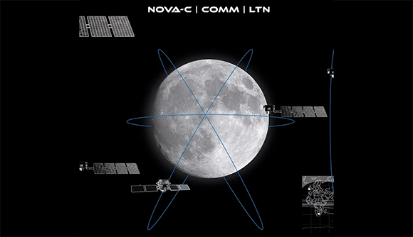 מכרז של כמעט חמישה מיליארד דולר. הדמיה של רשת לווייני התקשורת המתוכננת סביב הירח