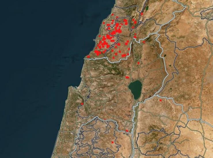 השריפות בדרום לבנון במפה של נאס"א