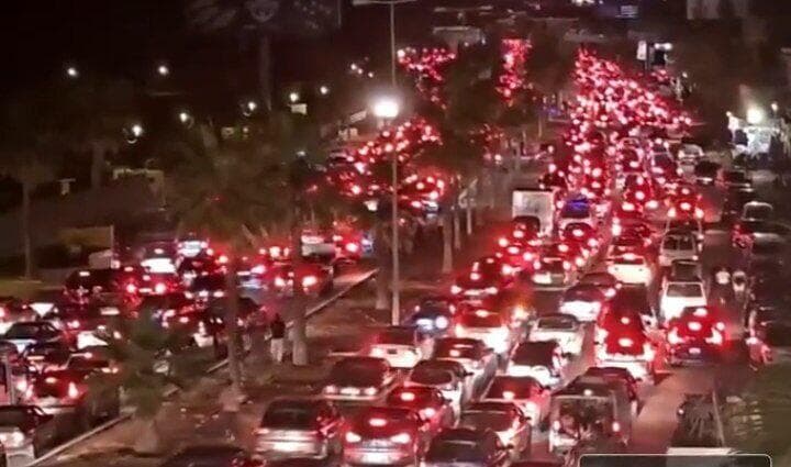 פקקים כתוצאה מבחירה של עקורים לביירות בלבנון