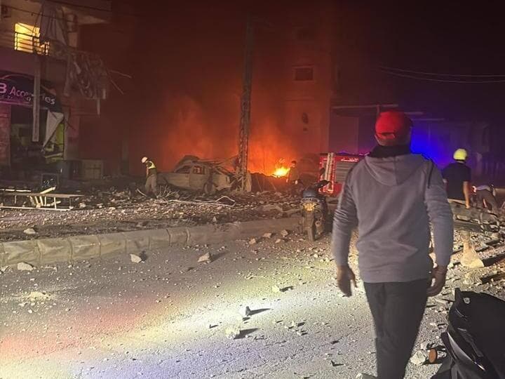 זירת התקיפה שמיוחסת לישראל מדרום לביירות, הלילה זירת התקיפה שמיוחסת לישראל באזור העיירה אל-ג'יה שמדרום לביירות