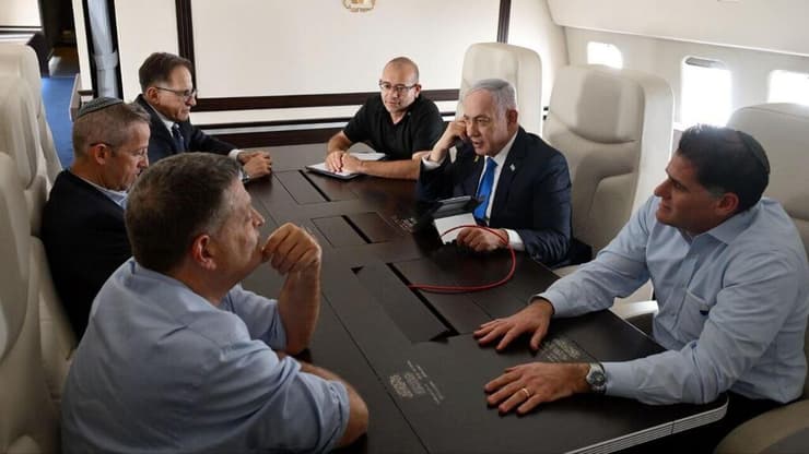  ראש הממשלה בנימין נתניהו במטוס כנף ציון בדרכו לנאום בעצרת הביטחון של האו"ם 