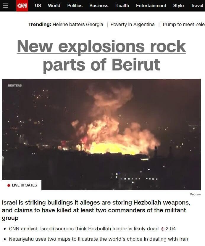 הכותרות בעולם אחרי ניסיון חיסול חסן נסראללה בדאחייה, ביירות