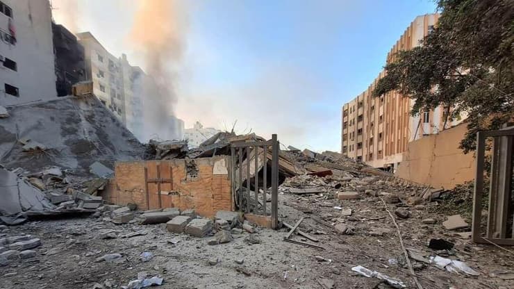 הריסות לאחר התקיפות בדאחיה