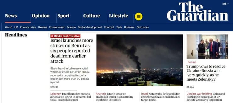 הכותרות בעולם אחרי ניסיון חיסול חסן נסראללה בדאחייה, ביירות